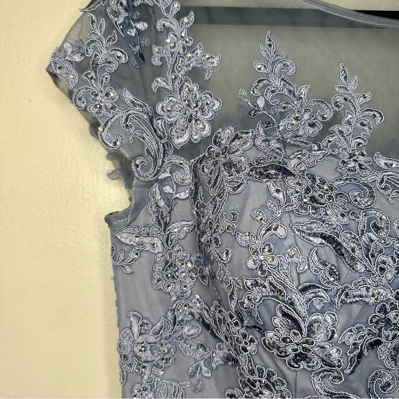 La Femme Dusty Blue Embellished Gown Sz12 - Picture 5 of 13
